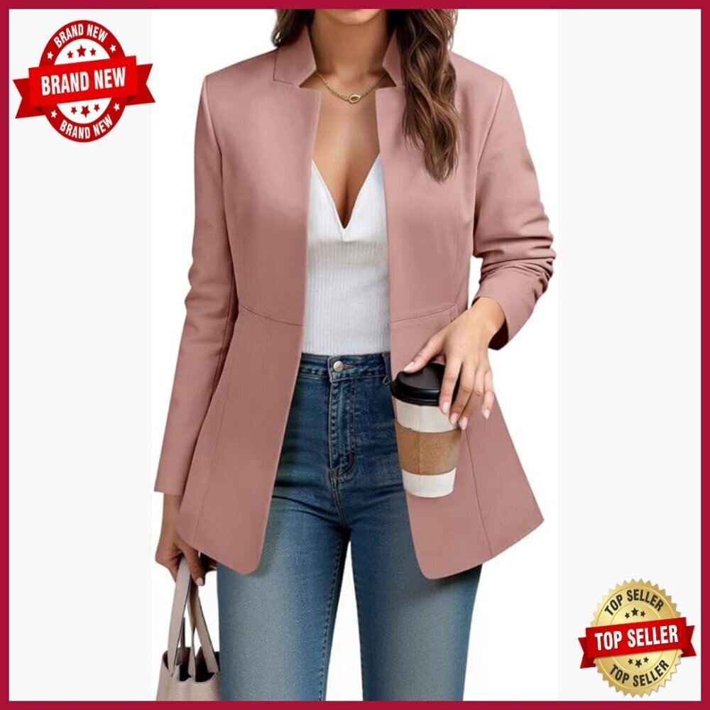 Women's Business Casual Blazer Long Sleeve Open Front Notch Collar